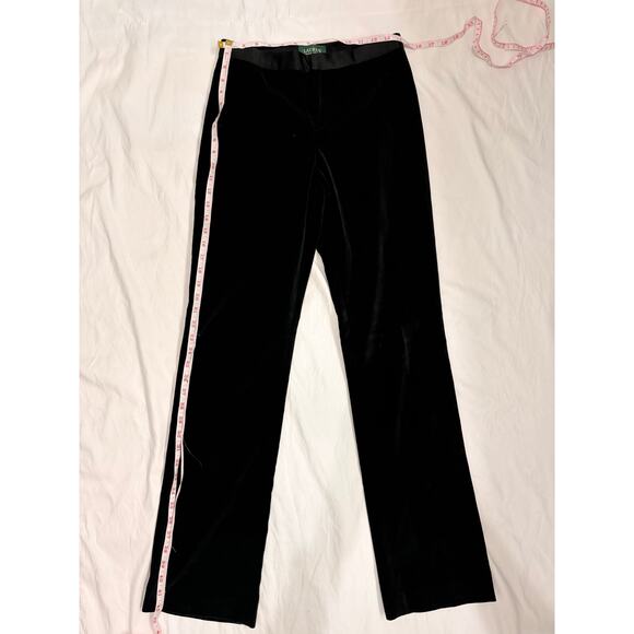 Lauren by Ralph Lauren Black Velvet with Satin Trim Stretch Pants Sz 4 - Picture 3 of 6